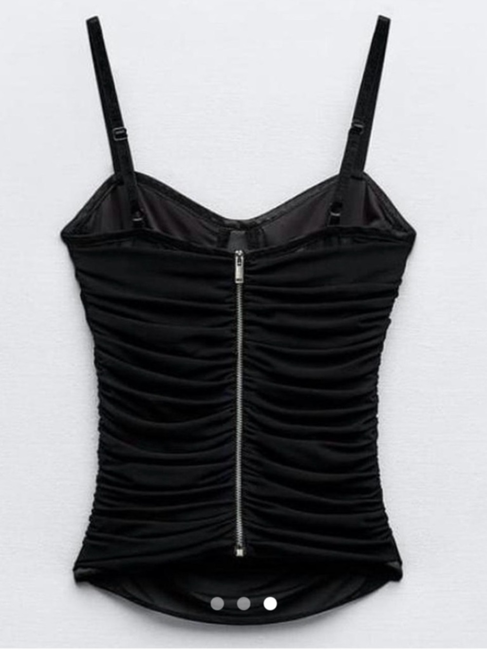 Mesh Corset Ruched Top — Black - Picture 4 of 8